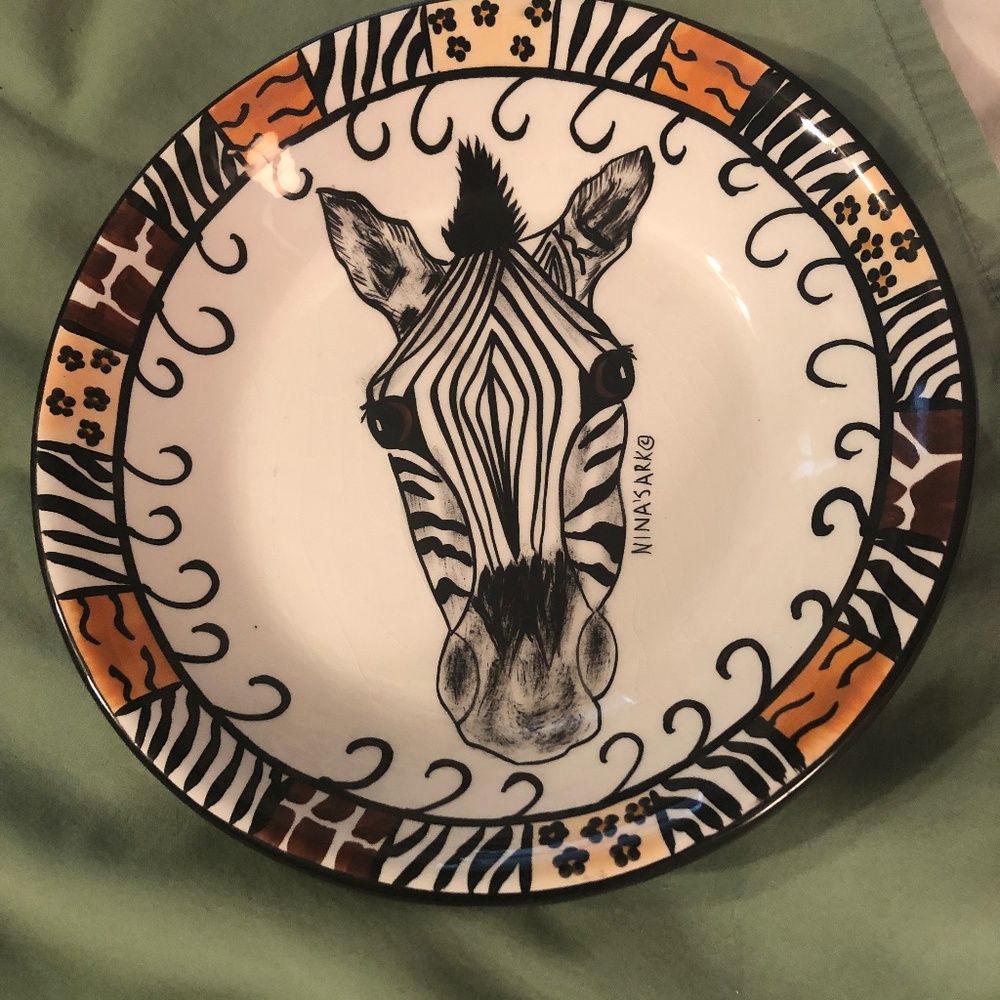 Nina Lyman “Nina’s Ark” 8” Zebra Bowl